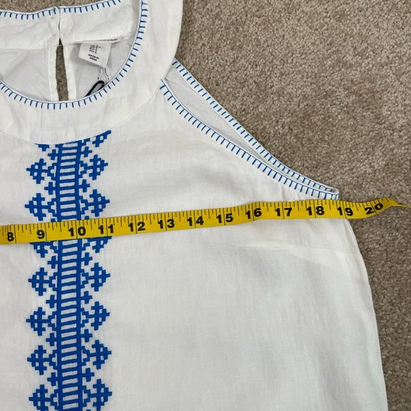 Lucky Brand New Short Linen Dress Size S White A-Line Embroidered - Picture 9 of 10